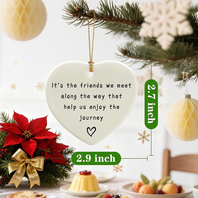 Jocidea Friends We Meet Along The Way, Firm Friendship - Heart Plaque/Sign, Gifts for Friends | Birthday, Christmas Friendship Gifts for Bestie, Best Friend, Sisters, BFF, Her | Friend Christmas Ornament - Image 3